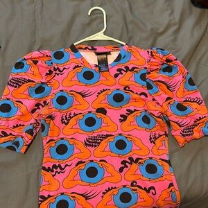 NOOWORKS puff sleeve dress psychedelic eye